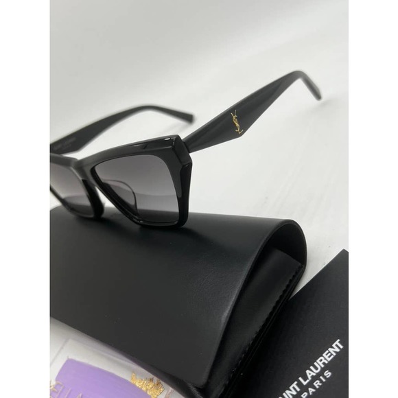 NEW Saint Laurent SL M103 Black Cat Eye Logo Sunglasses - Picture 6 of 9